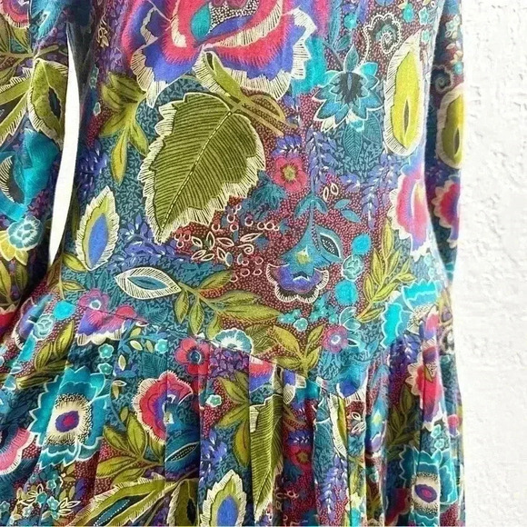 Vintage floral/paisley printed midi dress with long sleeves size 6 - Picture 6 of 9